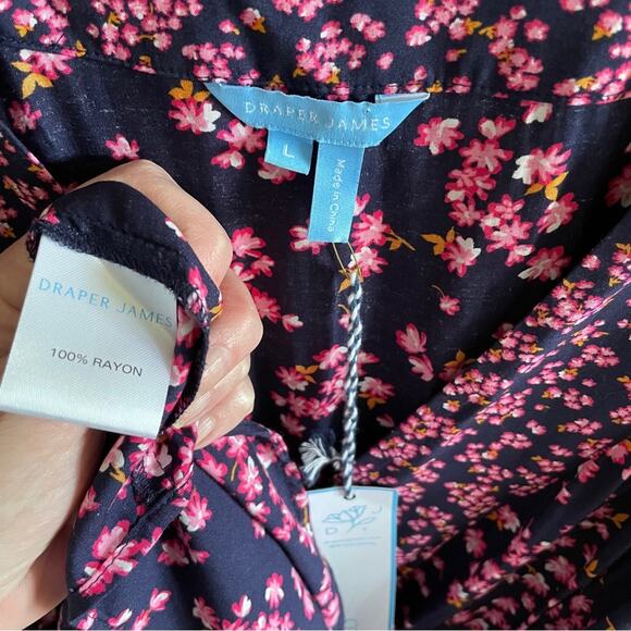 NWT Draper James Navy Cherry Blossom Miranda Faux Wrap Dress - Picture 5 of 5